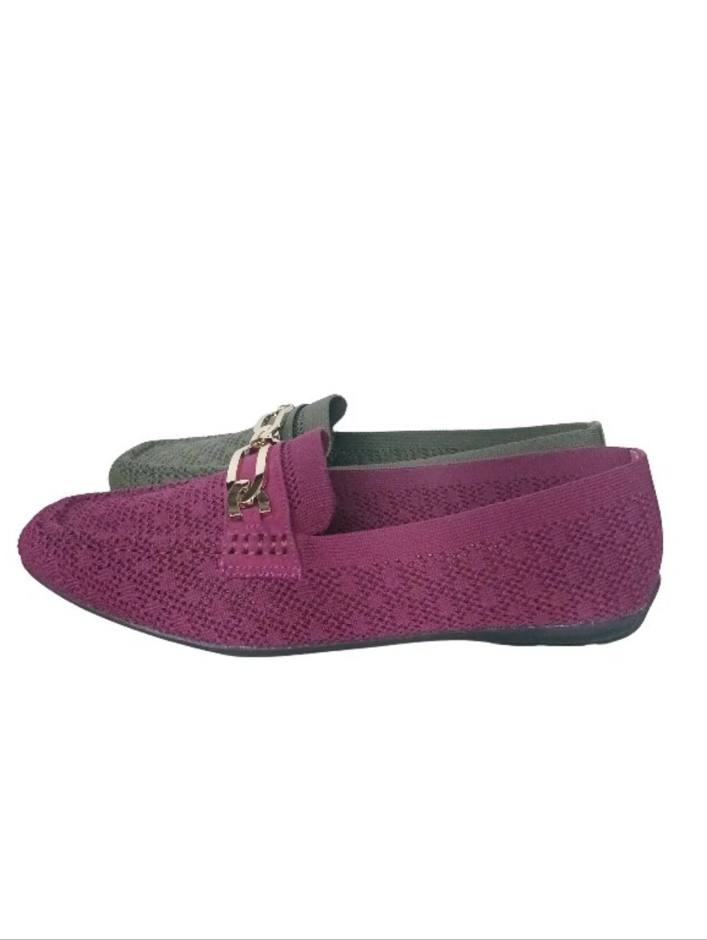 Cato Loafers Women's 10 Green And Purple Knit Slip-on Casual Colorful Shoes